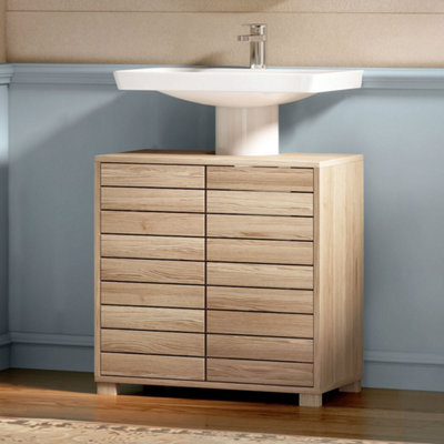Levede Unisex Light Oak Door Wooden Bathroom Under Sink Cabinet Basin Storage Vanity Unit In Size 2 - Image 2
