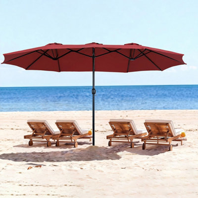 Mountview Unisex Red Big Parasol Patio Umbrella Outdoor Garden Pool Sun Shade Double-Sided In 380Cm - Image 3