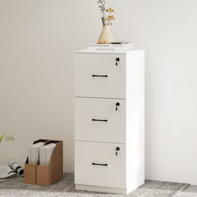 Levede Unisex White Lockable Drawers Wooden File Cabinet Modern Home Office Storage In Size 3 - Image 2