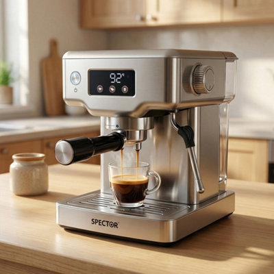 B&Q -  20 Bar Metal Espresso Coffee Machine Maker Milk Frother For Cafe