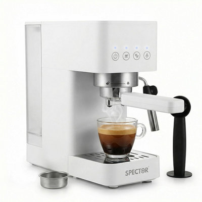 Spector 20 Bar Espresso Machine With Milk Frother1350 W Compact Coffee Stainless Steel Latte & Cappuccino Removable Water Tank from B&Q