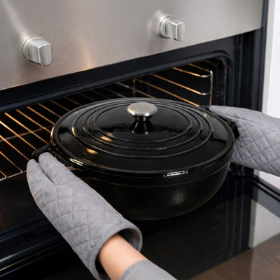 Toque Unisex Black Cast Iron Enamel Dutch Oven Bread Baking Casserole Pot Self-Basting In - Image 3