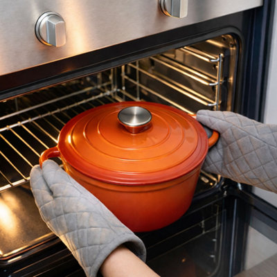 Toque Unisex Orange Cast Iron Enameled Dutch Oven Pot Casserole Dish With Lid Non-Stick In - Image 3