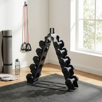 B&Q -  Dumbbell Rack Stand Steel A-Frame Home Gym Weight Storage Holder 180Lb