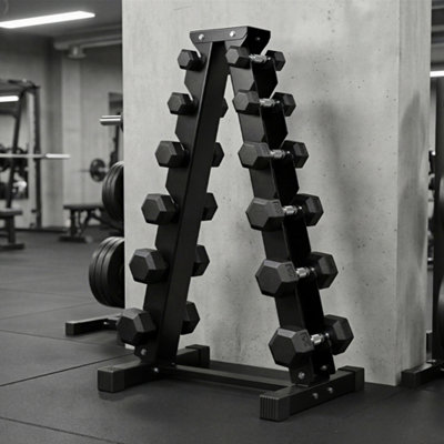 6-Tier Steel Dumbbell Rack Black Centra - Image 3