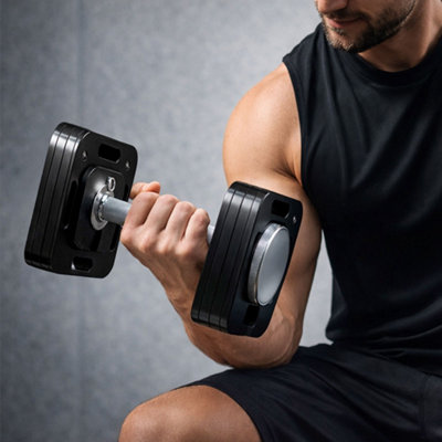 Centra Unisex Black Adjustable Dumbbell 4-20Kg Auto Lock Home Gym Weight Training Fitness In Small - Image 3