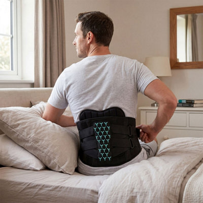 Centra Unisex Black Back Support Belt Lower Back Pain Relief Breathable 3D Lumbar 7 Stays In - Image 3