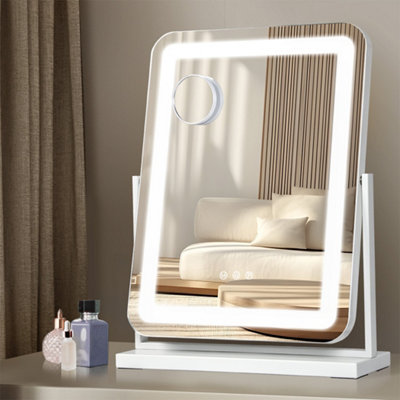 Emitto Hollywood Mirror Vanity Makeup Mirror Lights 360°Rotation Tabletop in White - Image 5