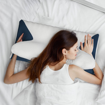 B&Q -  Cervical Contour Memory Foam Pillow Side Sleeper For Neck Pain Relief
