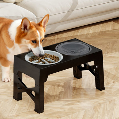 B&Q -  Elevated Pet Feeder Raised Food Water Feeding Bowl Adjustable Folding