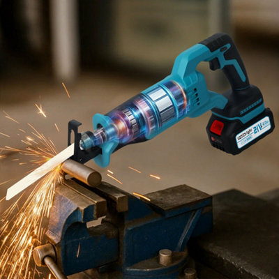 B&Q -  Cordless Reciprocating Saw Set For Wood Metal With 2 Batteries Goggles - Image 4