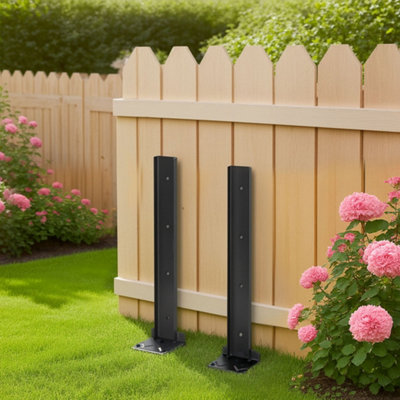 Traderight Unisex Black Fence Post Repair Stakes Powder Coated Metal Support - Image 5