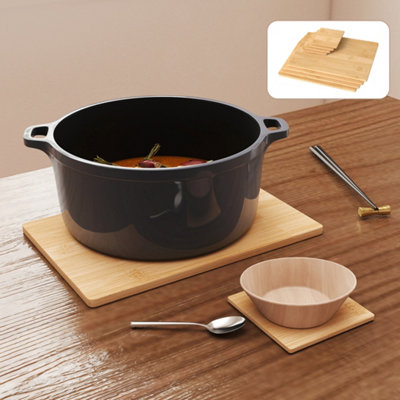 Toque Unisex Natural 8 Pcs Bamboo Placemat Coaster Heat-Resistant Mat Storage Tray Dish In - Image 2