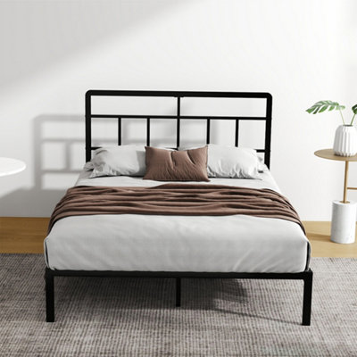 Levede Small Double Bed Frame Metal Platform With Headboard Heavy Duty 4Ft Black, Black - Image 3