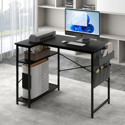B&Q -  L-Shaped Gaming Computer Desk 2 Storage Shelves Home Office Corner