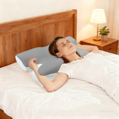 B&Q -  Ergonomic Horn Pillow Neck Shoulder Pain Relief Side Sleeper Support