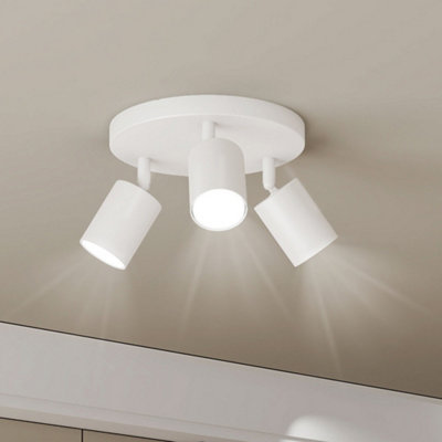 Emitto Unisex White 3-Way Spotlight Ceiling Light Adjustable Gu10 Modern Round Base - Image 2