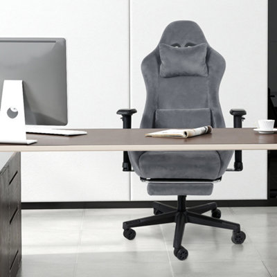 Levede Unisex Grey Office Desk Chair Gaming Recliner Adjustable Height With Footrest In 10Cm - Image 2