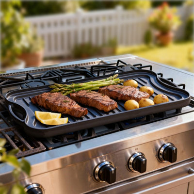 B&Q -  Reversible Cast Iron Griddle Grill Pan For Kitchen