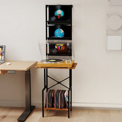 Levede Unisex Brown Record Stand Player Display Storage Shelf Cabinet Shelves 3 Racks In Size 2 - Image 3