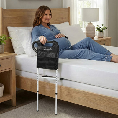 Levede Bed Rail Frame Adjustable Bedside Support Bar Bedroom Handle Storage Bag - Image 3
