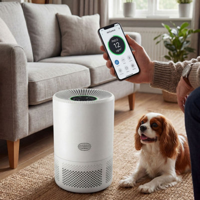 Spector Smart H13 HEPA Air Purifier with App Control and Voice Assistant Compatibility for Home Use, White, 30 x 20.8 x 20.8cm - Image 5