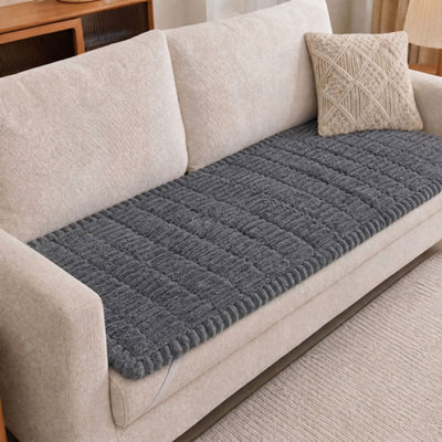 Marlow Unisex Dark Grey Sofa Cover Corduroy 70 X 180Cm Non Slip Machine Washable In | Size: Large - Image 2