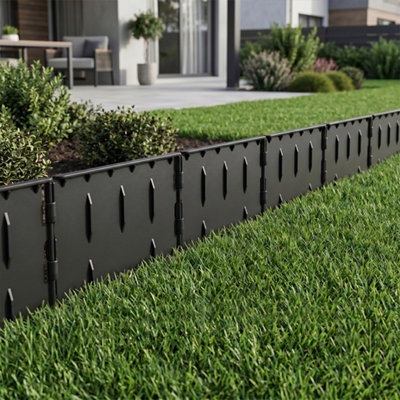 Lambu 178 Piece Garden Border Lawn Edging Set Black Spector - Image 3