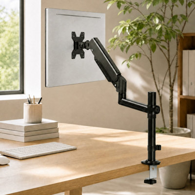 B&Q -  Single Monitor Arm Gas Spring Adjustable Vesa Mount For Office Black