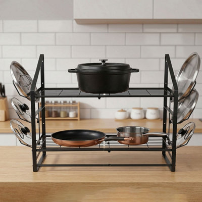 B&Q -  Pot Rack Kitchen Storage Organiser Shelf Pan Rack 20 Hooks Lid Holders