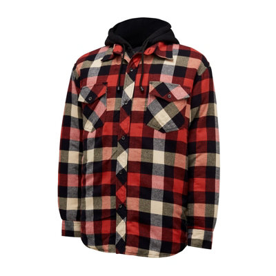 Hard YakkaQuilted Flannel ShacketRedJacket from B&Q