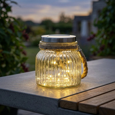 Firefly Solar Glass Jar Lantern from B&Q