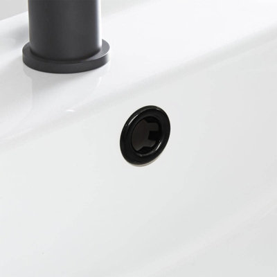 Nes Home Matt Black Replacement Basin Sink Hole Overflow Cover from B&Q