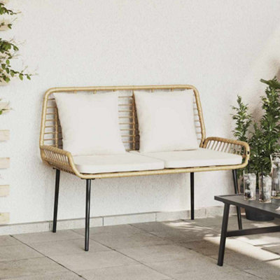 Berkfield Garden Bench Poly RattanSteel from B&Q