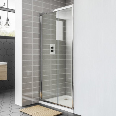 B&Q -  1100mm Chrome Tempered Glass Sliding Door Panel For Shower Enclosure
