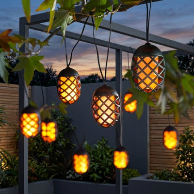 Lunaria Flaming Solar Garden String Lights from B&Q
