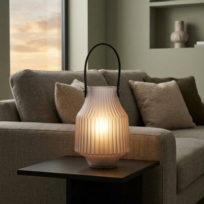 Garden Greatness Maison Frosted Glass Portable Lantern from B&Q