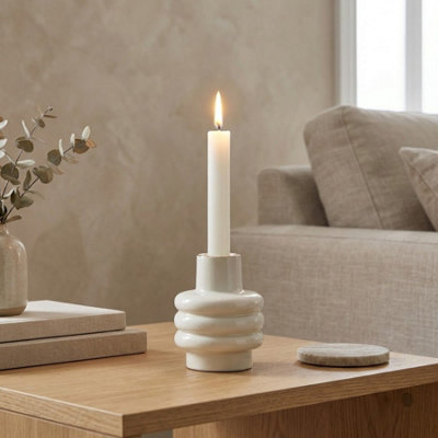 Garden Greatness Blanc Rounded Taper Candle Holder from B&Q