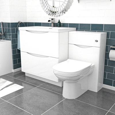 Nes Home 1300Mm Drawers Basin Vanity, Wc Unit And Btw Toilet White