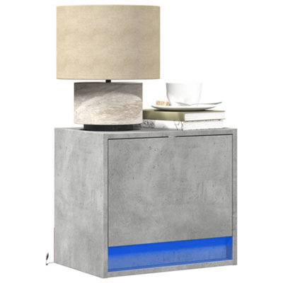 Berkfield Wall-Mounted Bedside Cabinets With Led Lights 2 Pcs Concrete Oak