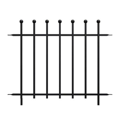 94 cm Ball Top Fence Section Black Galvanised Steel Panacea Fence System