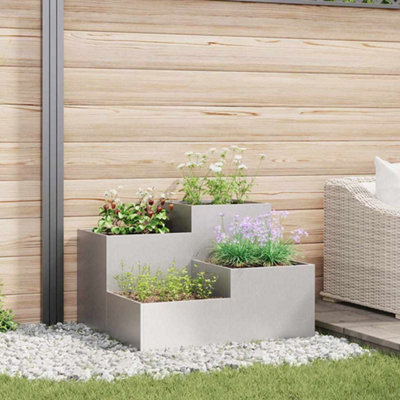 B&Q -  Garden Planter Silver 80 X 80 X 60 Cm Stainless Steel