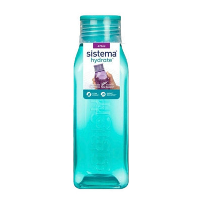 B&Q -  Turquoise Square Bottle 475MlBpa-Free PlasticLeak-Proof & Reusable - Image 5
