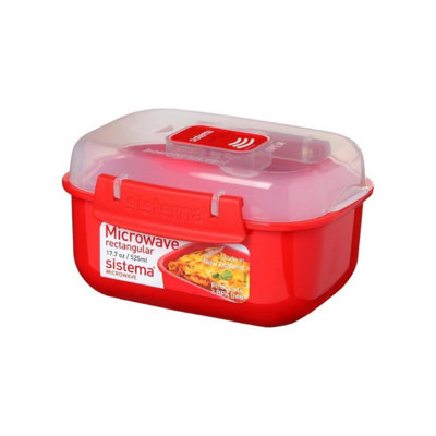 Sistema Rectangle Microwave Container | 525 ml | BPA-Free | Red/Clear | BPA-free construction ensures completely safe heating, preserving flavor and quality during busy commercial meal prep. - Image 3
