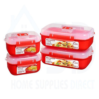 Sistema Heat and Eat Microwave Containers 4 Pack 2x1.25L 2x525ml BPA Free - Image 3