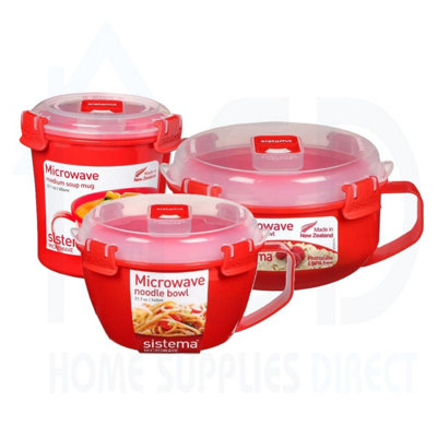 Sistema Microwave Container Set (Soup Mug 656Ml + Noodle Bowl 940Ml + Round Bowl 850Ml)Bpa-FreeDurable & Microwave-Safe from B&Q
