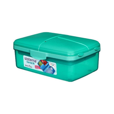 Sistema Slimline Quaddie Lunch Box 1.5L TurquoiseBpa-FreeLeakproof & Multi-Compartment from B&Q