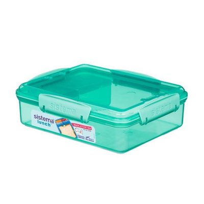 Sistema Snack Attack Duo Lunch Box 975MlTurquoise3-Compartment Lunch Box With Easy-Lock ClipsBpa-Free from B&Q