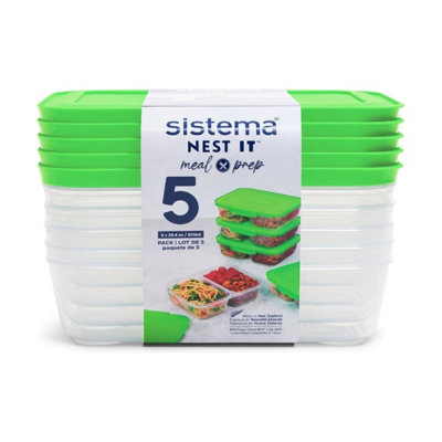 Sistema Nest It Meal Prep Containers 870Ml (5 Pack)Bpa-Free Plastic For Easy & Organized Food Storage from B&Q