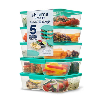 B&Q -  Nest It Meal Prep Containers 1.9L (5 Pack)Bpa-Free Plastic For Convenient & Organized Food Storage